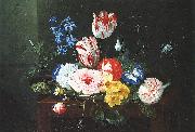 Jan van den Hecke Assiette de fleurs posee sur un entablement USA oil painting artist